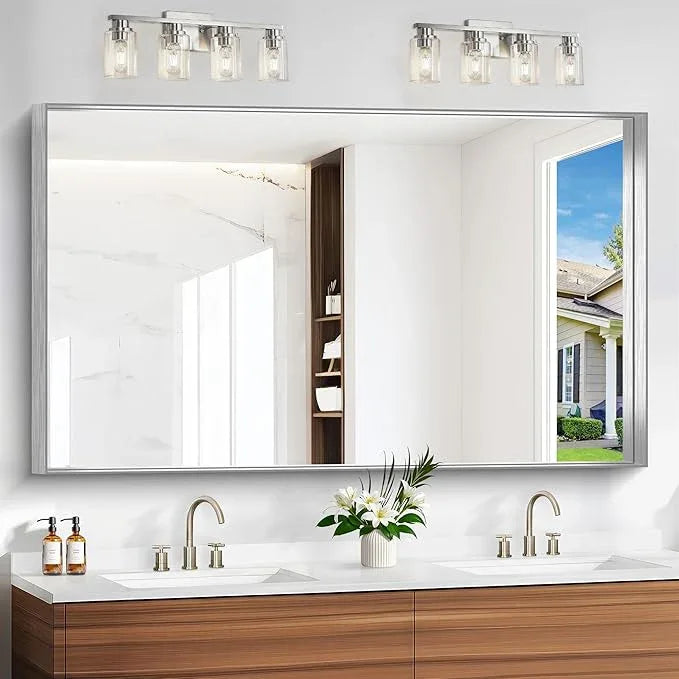 NIMURY Silver Bathroom Mirror, 36x60 Inch Rectangular Deep Frame Mirror, Large Wall Mounted Bathroom Vanity Mirror Over Sink for Bedroom,Restroom, Living Room, Hangs Vertically or Horizontally - ModernBath