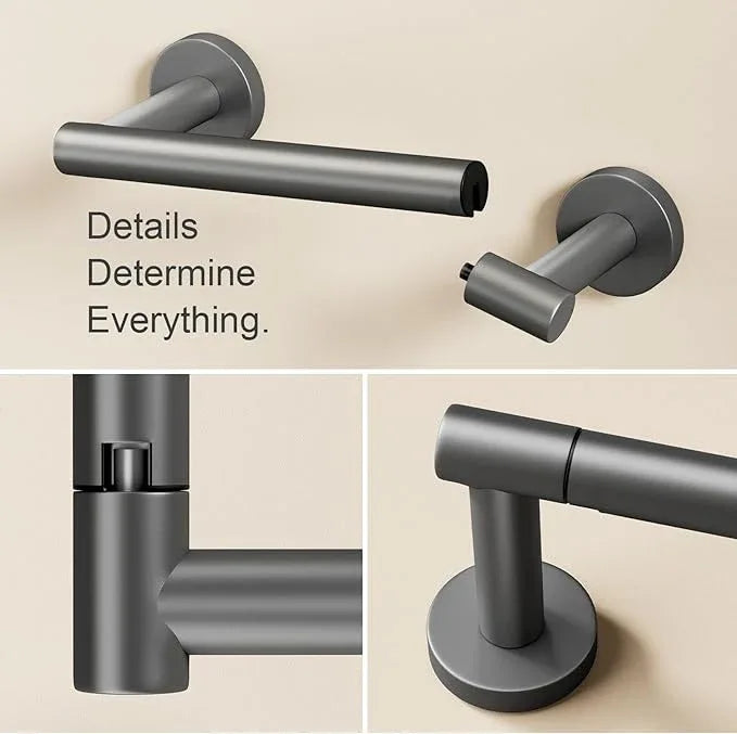 Gray Toilet Paper Holder Wall Mount, Dark Grey Bathroom Toilet Paper Holder for SUS 304 Stainless Steel, Double Post Pivoting Toilet Paper Roll Holder for Bathroom RV Paper Towels for TP - ModernBath