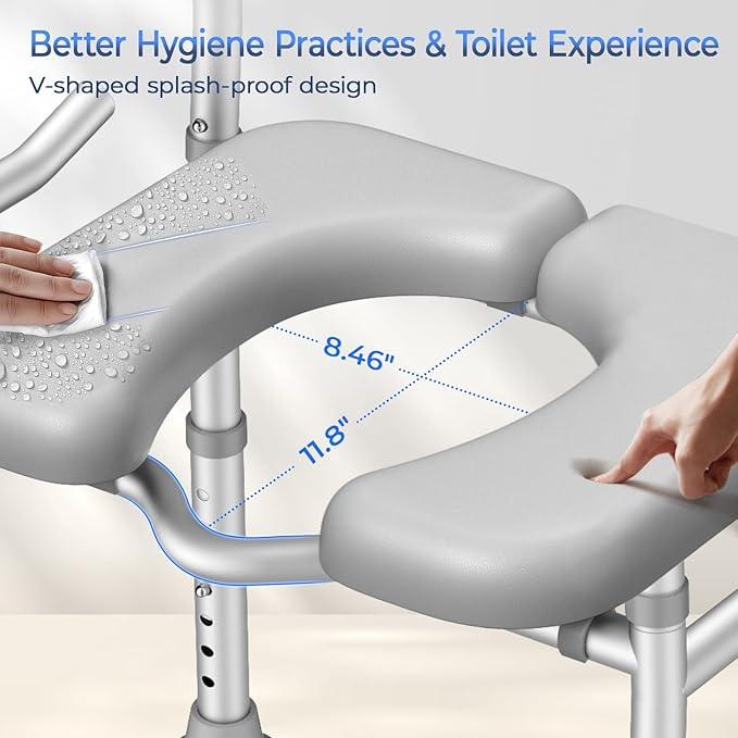 KingPavonini Toilet Seat Risers for Seniors, Raised Toilet Seat with Handles with Adjustable Height & Width, Soft Padded Seat, Elevated Toilet Seat Riser, Load 500lb, Fit Any Toilet - ModernBath