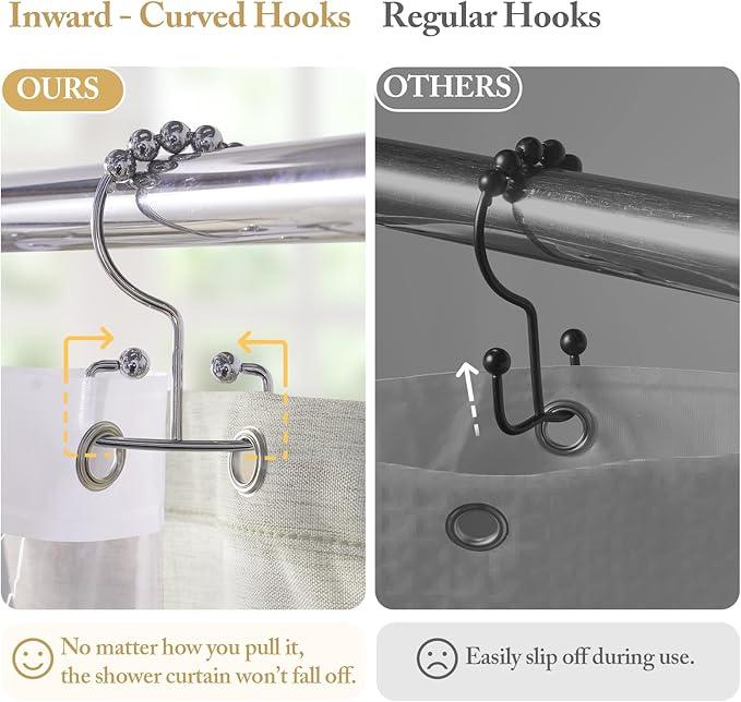 FY&XZH 3-in-1 Fabric Shower Curtain Set,Double Waterproof Linen-Texture Shower Curtain with PEVA Liner That Fully Prevents Splashes,Soft Shower Curtains with 12 Anti-Fall Hooks,72"x72"(Beige) - ModernBath