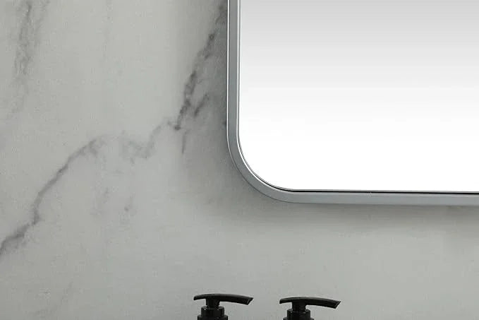 ARS Concepts Aura, Soft Corner Metal Square Mirror 24X24 Inch in, Modern, Silver - ModernBath