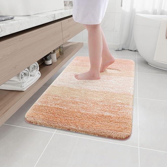 Arotive Microfiber Bathroom Rugs, Shaggy Soft and Absorbent Bath Rug, Non-Slip, Thick Plush Machine Washable Dry Bath Mats for Bathroom, Tub and Shower, 36x24, Peach, Rectangular - ModernBath