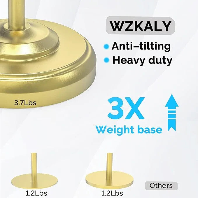 Freestanding Toilet Paper Holder Stand with Storage – Holds 4 Extra Rolls – Brushed Gold Toilet Paper Holder for Bathroom – Sturdy Base, Classic Retro Style, Space-Saving Bathroom Storage - ModernBath