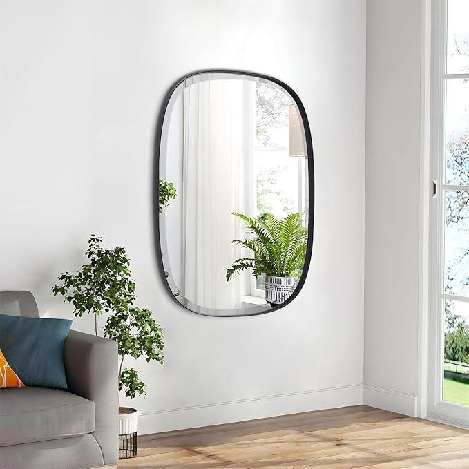 POZINO Matte Black Beveled Mirror, 24"x32" Rectangle Vanity Mirror for Over Sink, Modern Mirrors with Premium Metal Frame, Oblong Mirrors for Bathroom Bedroom Living Room, Horizontal Or Vertical - ModernBath