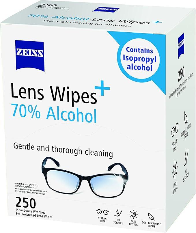 ZEISS Pre-Moistened Lens Cleaning Wipes with 70% Alcohol, 250 Count - ModernBath