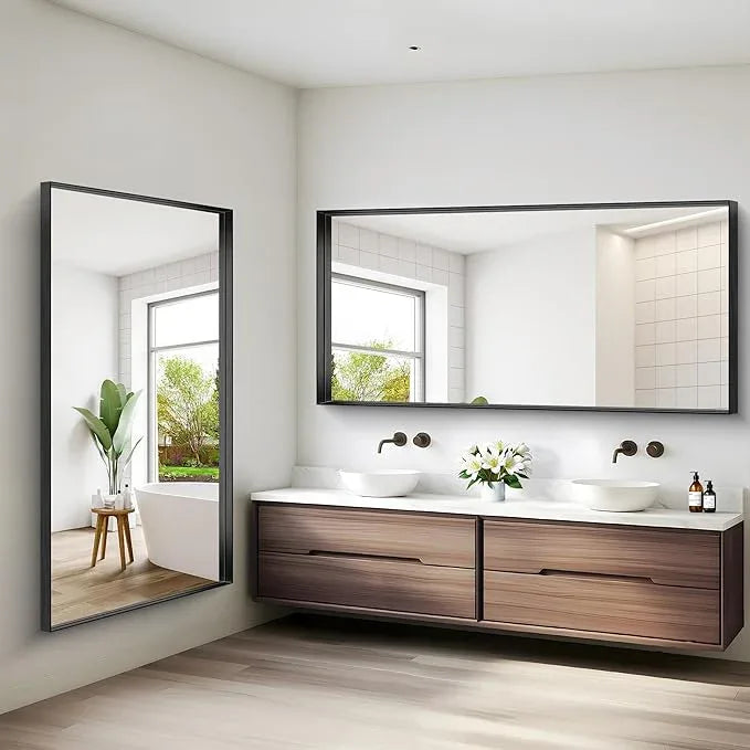 NIMURY Black Bathroom Mirror, 72x36 Inch Rectangular Deep Frame Mirror, Large Wall Mounted Bathroom Vanity Mirror Over Sink for Bedroom,Restroom, Living Room, Hangs Vertically or Horizontally - ModernBath