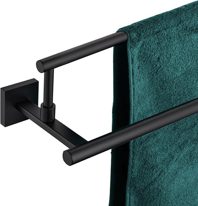 KOKOSIRI Bathroom Towel Bars 20 Inch Double Towel Rails Matte Black Towel Holder for Kitchen Garage Wall Mount Stainless Steel B5009BK-L20 - ModernBath