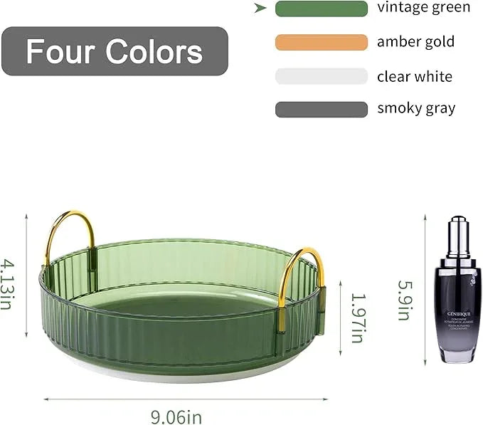YCIA&DONE 360 Rotating Makeup Organizer and Storage for Vanity Countertop 1 Tier, High Capacity Cosmetic Skincare Perfume Organizers for Dresser Bathroom Fridge Lazy Susan (Vintage Green) - ModernBath