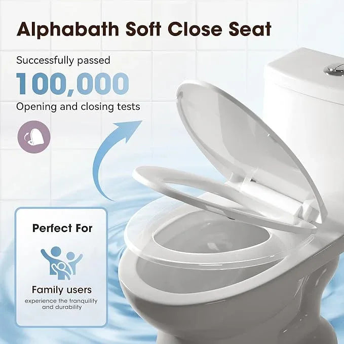 Alphabath 17" Comfort Height Toilet with Soft close seat, One piece Toilets for Bathrooms Elongated, Dual Flush 0.8/1.28 GPF, Nano Self-Cleaning Glaze, Easy to Clean&Install, ADA Height, 12" Rough-In - ModernBath
