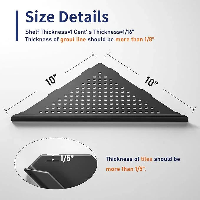 Corner Shower Shelves, 10" Matte Black 304 Stainless Steel Recessed Shelf for Bathroom, Grout in Shelf for Tiled Wall 2 Pack - ModernBath
