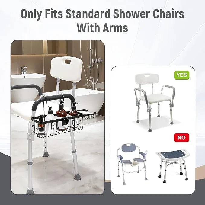 TYYIHUA Hanging Shower Caddy for Shower Chair with Hooks, Soap Tray and Shower Rack, Bathroom Showers Organizer Basket for Elderly, Pregnant, Patient, Handicap Accessories for Daily Living - ModernBath