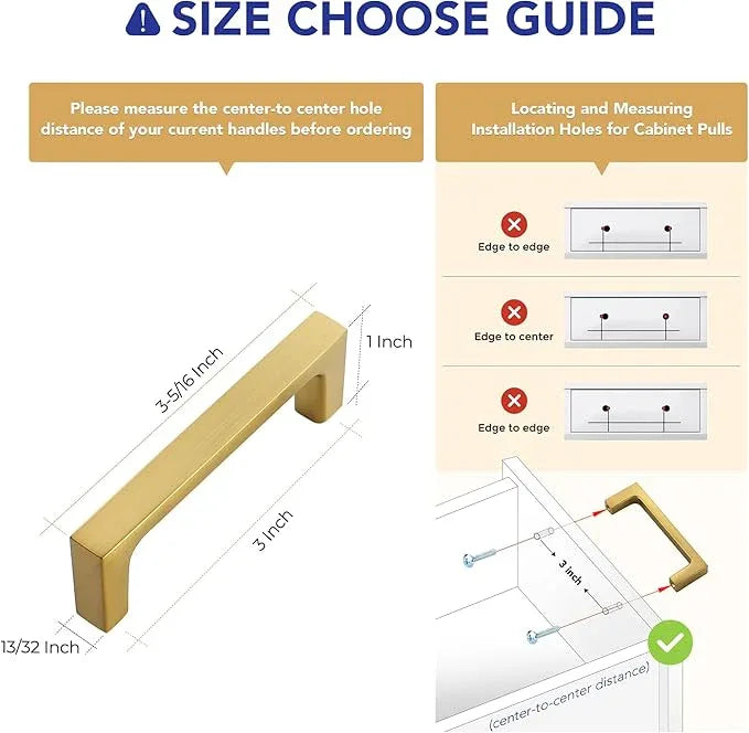Ravinte 5 Pack Solid 3 Inch Square Cabinet Handles - Brushed Brass Drawer Pulls - Kitchen Hardware and Handles - ModernBath