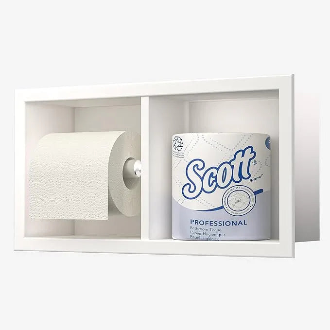 Neodrain Dual Roll Recessed Toilet Paper Holder - 304 Stainless Steel, Hidden in-Wall Design, Simple Loading and Unloading, Space-Saving for Modern Bathrooms（White - ModernBath