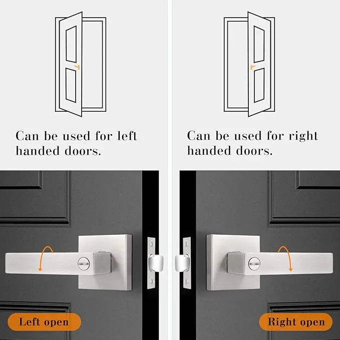 Probrico Interior Brushed Nickel Door Handle, Heavy Duty, Flat Square Privacy Door Handles, Keyless Door Levers Lockset for Bedroom and Bathroom (20 Pack, Modern) - ModernBath