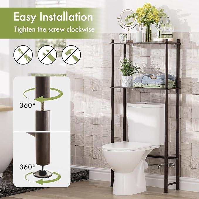AmazerBath Bamboo Over The Toilet Storage Shelf, 2-Tier Over Toilet Bathroom Organizer Rack, Bathroom Shelves Over Toilet Space Saver, Espresso - ModernBath