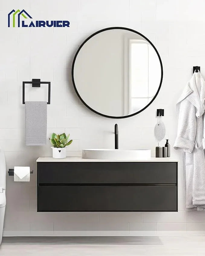 Matte Black Bathroom Hardware Set 4 Pieces, Toilet Paper Holder Set SUS304 Stainless Steel Bath Hand Towel Ring Set for Bathroom Hardware Accessories Set Wall Mounted - ModernBath