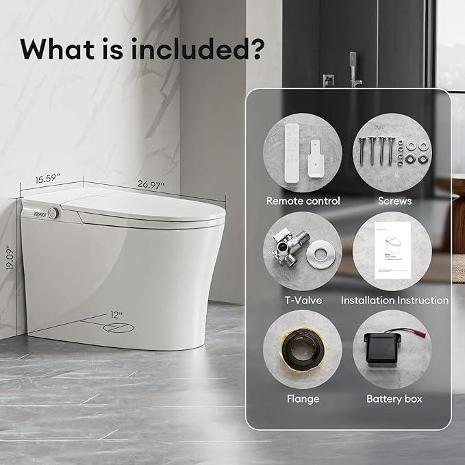Rivix Smart Toilet with Bidet Built In, Bidet Toilet ADA Comfort Height Elongated One-Piece Toilet,Toilet With Bidet 3 Multi-Functional Cleaning Modes Night Light Heated Seat S20 - ModernBath