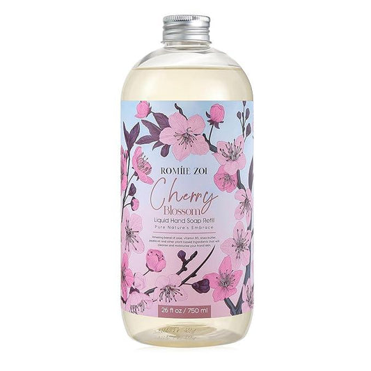 ROMIIE ZOI Liquid Hand Soap Refill, Cherry Blossom, Gentle & Moisturizing Formula, 750 ML/ 26 FL OZ - ModernBath