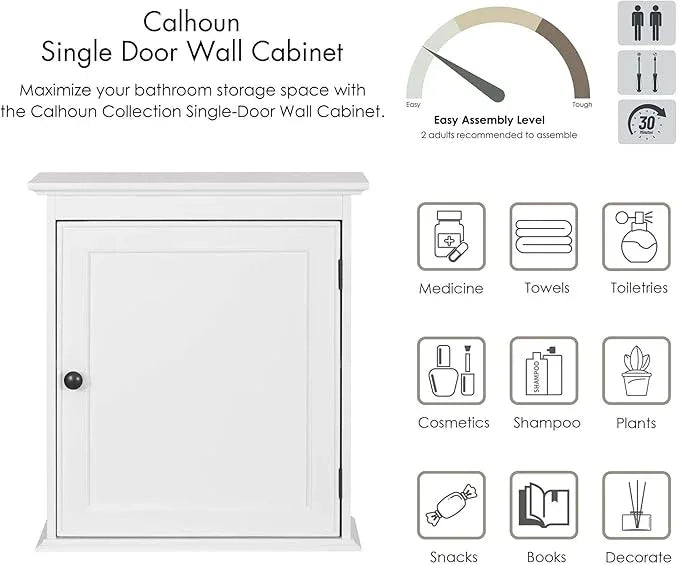 Spirich Small Bathroom Wall Cabinet, Wall Mounted Storage Cabinet, Medicine Cabinet Organizer for Bathroom, Kitchen, Living Room, White - ModernBath