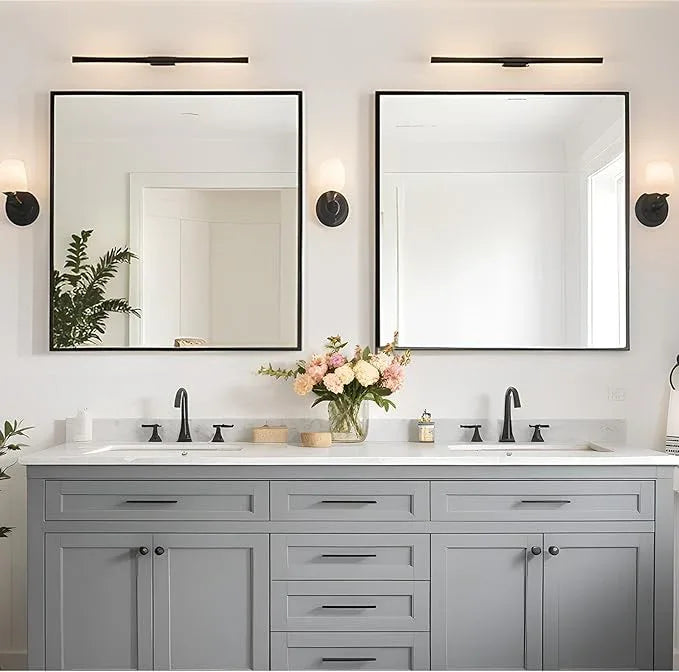 MEETDH Rectangle Bathroom Mirror 30x30 inch, Large Mirror with Black Frame, Rectangular Vanity Mirror 30" X 30", Modern Matte Wall Mounting Mirrors, Hang Horizontal or Vertical - ModernBath