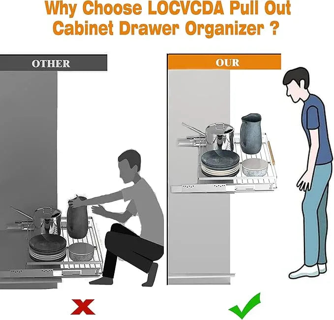 Pull Out Cabinet Organizer, 23~39.8"W x 22.5"D Expandable Pull Out Shelves for Kitchen Cabinets, Heavy Duty Metal Slide Out Pantry Shelves Sliding Shelf for Home Kitchen,Under Sink,Bathroom,Wardrobe - ModernBath