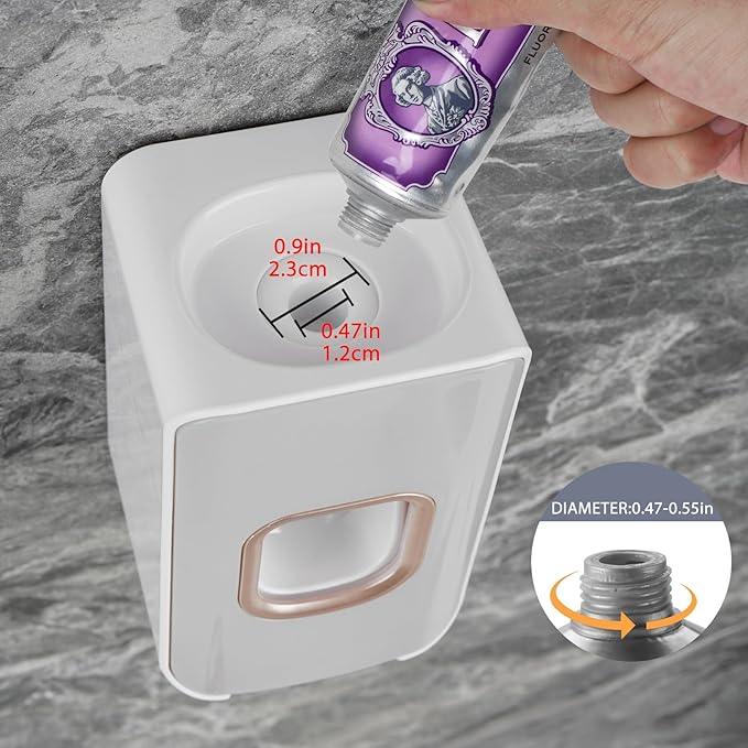 2 Slot Toothbrush Holder and Toothpaste Dispenser Wall Mounted, Automatic Toothpaste Squeezer, 2 in 1 Tooth Brush Toothpaste Organizer for Shower (Light Grey) - ModernBath