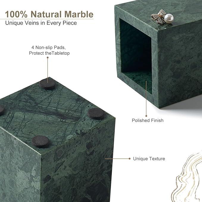 Real Natural Marble Toothbrush Holder & Pen Holder & Makeup Brush Holder, Genuine Stone Rectangular Bathroom Tumbler Cup, Durable Office & Home Countertop Organizer - ModernBath