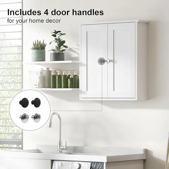 22x23 Bathroom Wall Cabinet,Medicine Cabinet for Bathroom Cabinet Wall Mounted,Over The Toilet Storage Cabinet with 2 Door,Surface Mount Medicine Cabinet for Laundry Room/Restroom,White - ModernBath