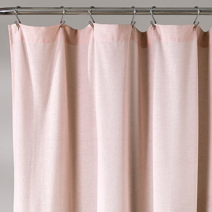 Lush Decor Linen Button Shower Curtain, 72" W x 72" L, Blush & Off White - Pink Bathroom Curtain - Fabric Shower Curtains - Farmhouse Bathroom Decor - ModernBath