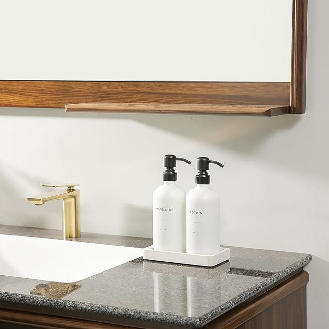 Prus Waso White Soap Dispenser Set, Contains Hand and Lotion Dispenser with Pump. Perfect for Guest Bathroom Decor. (White) - ModernBath