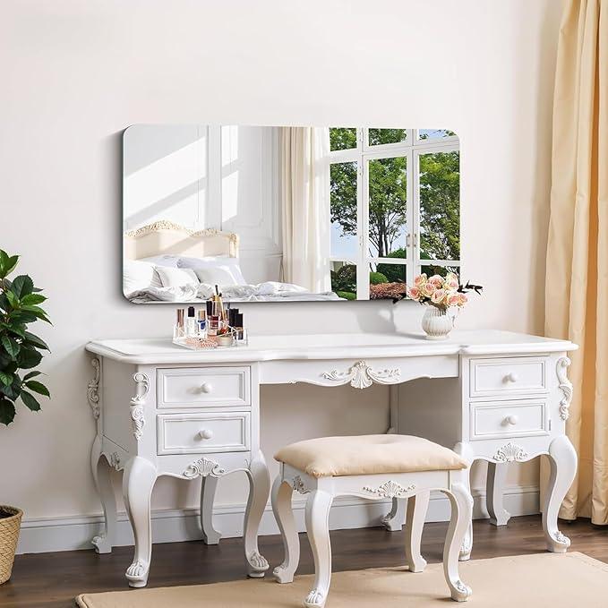 CILIBER Frameless Wall Mirror, 24" x 48" Bathroom Mirror Rounded Corner, HD Shatterproof Vanity Mirror with Polished Edge for Over Sink, Bedroom, Entryway, Vertical or Horizontal - ModernBath