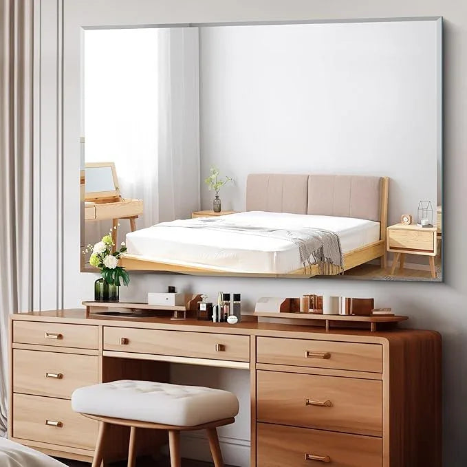 CILIBER 60x40 Large Beveled Mirror, Frameless Beveled Bathroom Mirrors for Over Sink, Upgraded Shatterproof Beveled Frameless Vanity Mirror for Bathroom,Bedroom,Living Room and Entryway - ModernBath