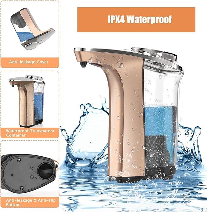 Automatic Soap Dispenser, PZOTRUF Touchless 17oz/500ml with Upgraded Infrared Sensor, 5 Adjustable Soap Dispensing Levels, Liquid Hand Soap Dispenser for Bathroom (Rose Gold) - ModernBath
