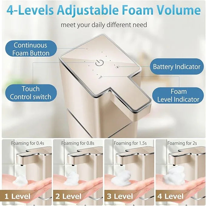 JEMISUN Automatic Soap Dispenser Touchless Foaming Soap Dispenser 300ml/12.8oz Rechargeable, Wall Mounted 4 Levels Adjustable Foam Soap Pump for Bathroom Kitchen Dish Soap - ModernBath