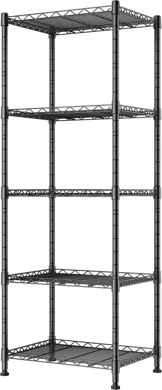 REGILLER 5-Wire Shelving Metal Storage Rack Adjustable Shelves,Standing Storage Shelf Units for Laundry Bathroom Kitchen Pantry Closet(Black,11.8" D x 16.6" W x 53.5" H) - ModernBath