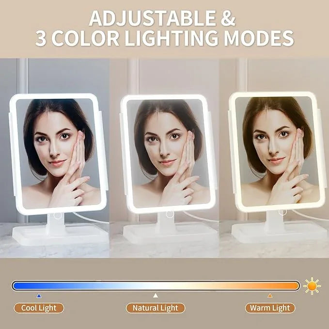 YGGPOQO Lighted Makeup Mirror with 75 LEDs, Rechargeable Vanity Mirror with 1X/2X/3X/10X Magnification, 3 Color Modes & Touch Dimming, Portable Folding Mirror for Travel Desk, Gifts for Women & Girls - ModernBath