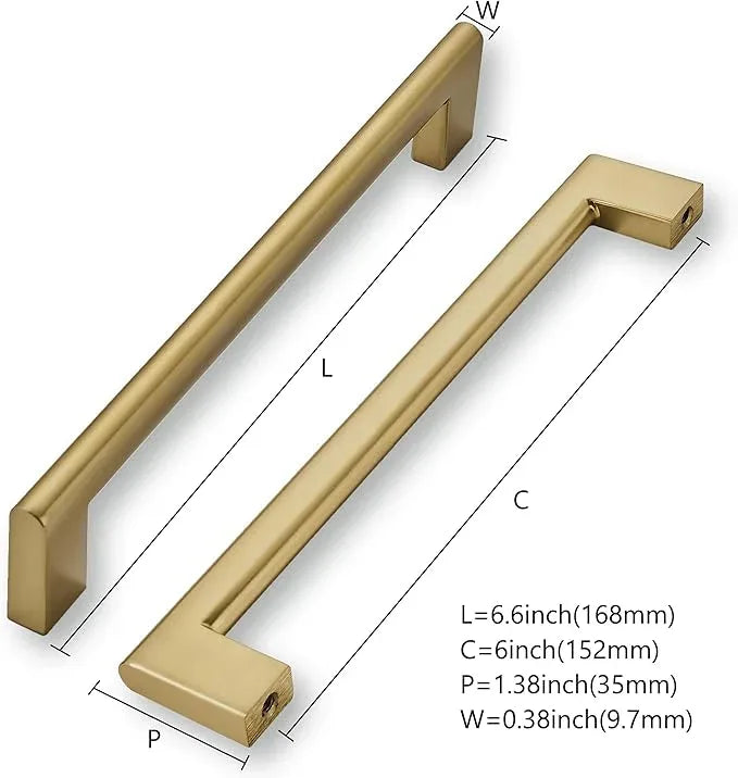 khtumeware 6 Inch Hole Center 6 Pack,Champagne Bronze Cabinet Pulls Heavy Duty Solid Satin Brass Kitchen Drawer Handle Antique Cabinet Hardware for Bathroom, Drawer, Cabinet - ModernBath