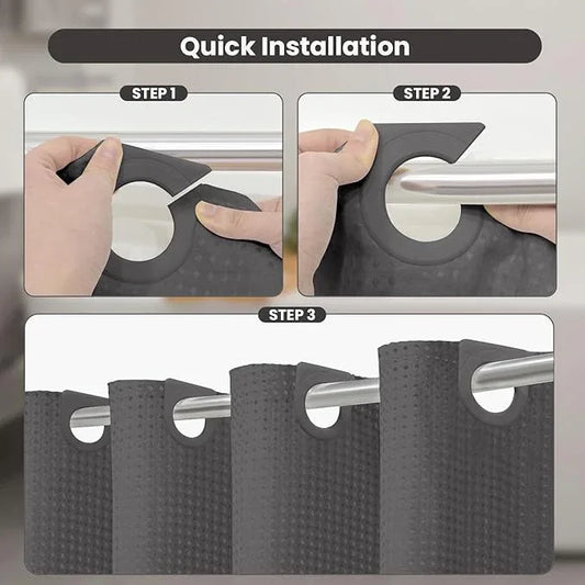 Inhousolu No Hook Waffle Weave Shower Curtain with Removable Snap in Fabric Liner Set for Bathroom, 230 GSM Heavy Duty Weighted Hem, Water Repellent Washable Bath Curtains, 72 x 78 Inch, Graphite Grey - ModernBath