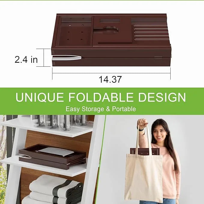 Bathtub Caddy Tray for Tub,Foldable Bath Table Trays,Bamboo Shelf with Book and Wine Glass Holder,Bathroom Accessories Suitable for Luxury Spa or Reading,Brown - ModernBath