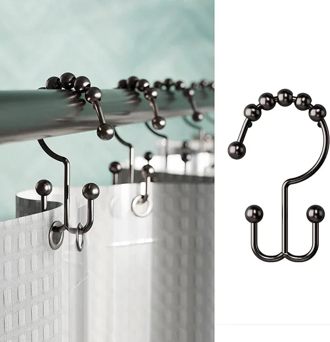 Zenna Home Metal Double Glide Shower Rings, Oil Rubbed Bronze – Set of 12 Heavy Duty, Rust-Resistant Shower Rings with Smooth Glide for Shower Curtains and Liners - ModernBath