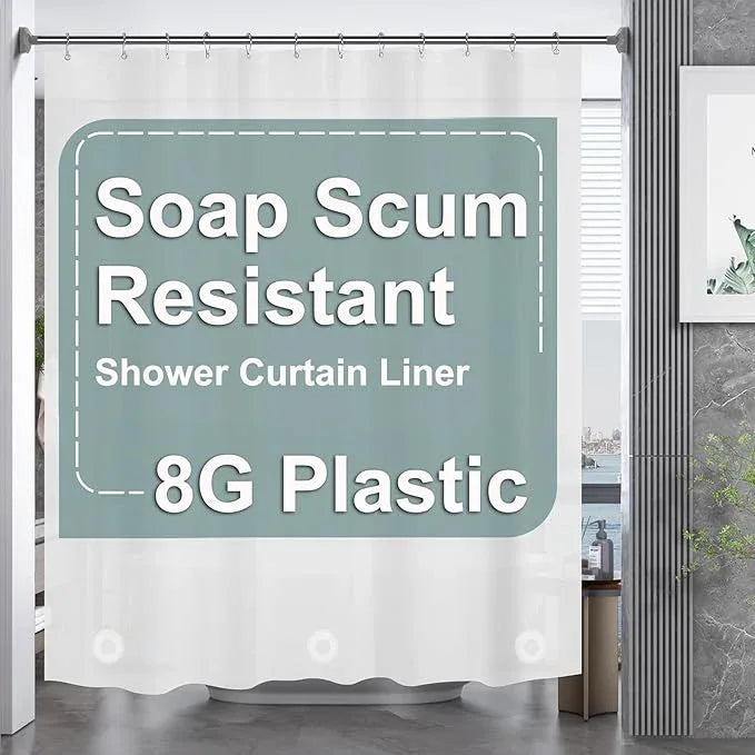 AmazerBath Frosted Shower Curtain Plastic 72x72 Inches, Heavy Duty Shower Curtain Waterproof, Thick PEVA Shower Curtains for Bathroom with 3 Big Clear Weighted Stones and 12 Rustproof Grommets - ModernBath