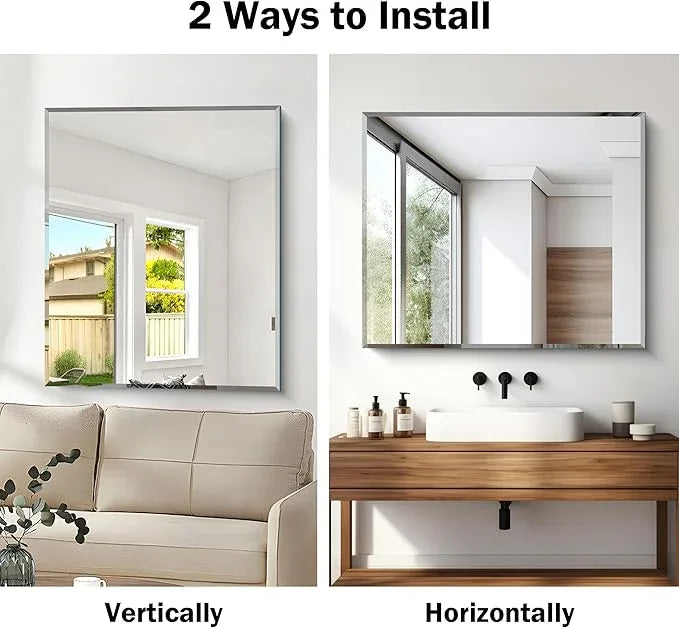 CILIBER Beveled Mirror, 30x36 Inch Bathroom Mirrors for Wall Unframed, Upgraded Shatterproof Frameless Vanity Mirror Over Sink with Beveled Edge for Bathroom, Bedroom, Living Room and Entryway - ModernBath