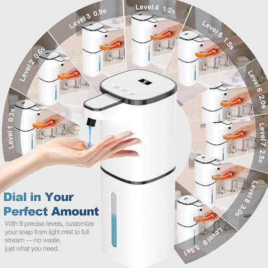 Automatic Liquid Soap Dispenser, 9 Adjustable Levels, 380ml/12.8oz, Auto Touchless Hand Soap or Dish Soap Dispenser,USB Rechargeable Dispenser,Wall Mount or Tabletop Use for Bathroom Kitchen - ModernBath