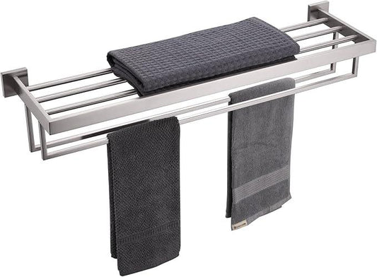KOKOSIRI Towel Rack 32-Inch Bathroom Towel Shelves with Double Towel Bars SUS304 Stainless Steel Wall Mounted, Brushed Nickel B6003BR-L32 - ModernBath