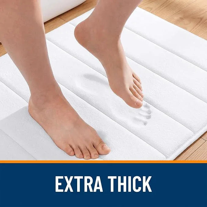 OLANLY Memory Foam Long Bathroom Rugs Runner 47x20, Super Soft Absorbent Bath Mat, Quick Dry, Machine Washable Shower Floor Rugs, Bathmat Carpet, Bathroom Home Decor Accessories, White - ModernBath