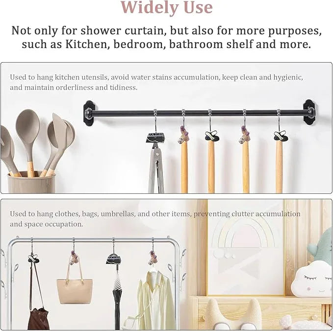 D DS CURTAIN Decorative Fashion Shower Hooks for Women, 12-Pack High-Heel Handbag Lipstick Design with Stainless Steel Rings, Rust-Proof for Bathroom Decor - ModernBath
