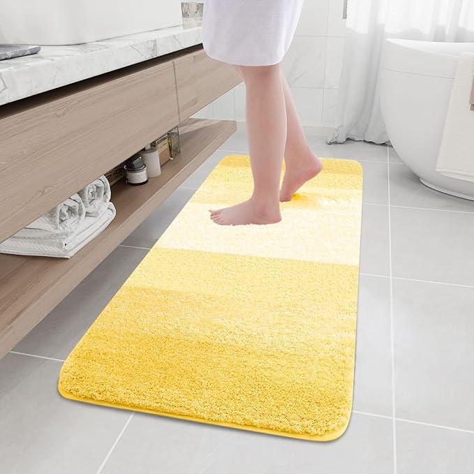 Arotive Microfiber Bathroom Rugs, Shaggy Soft and Absorbent Bath Rug, Non-Slip, Thick Plush Machine Washable Dry Bath Mats for Bathroom, Tub and Shower, 59x17, Yellow, Rectangular - ModernBath