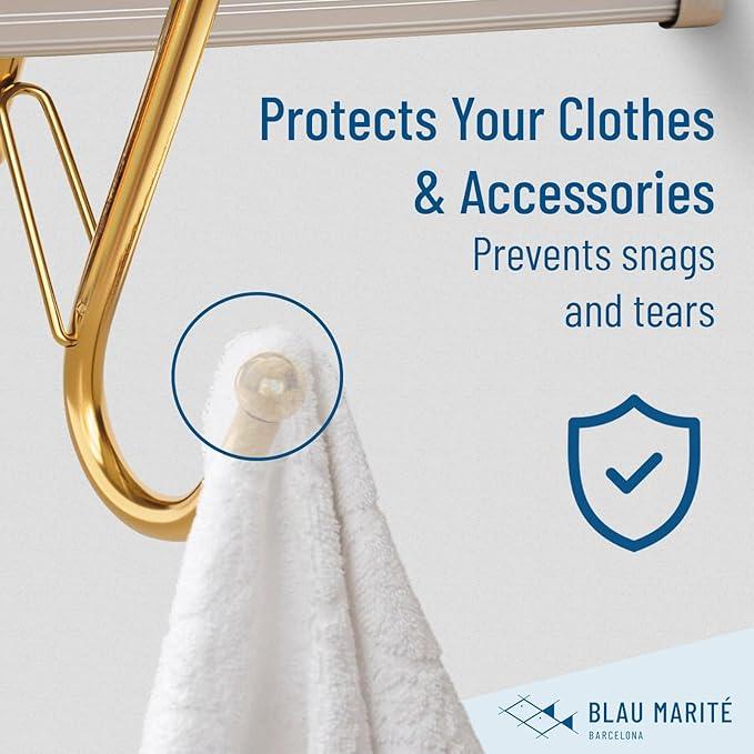 Blau Marité 10-Pack Metal S Hooks for Hanging – Heavy-Duty S-Shaped Hook with Safety Buckle – Fits Bars up to 0.8 In – Anti-Drop S-Hooks for Kitchen, Bathroom, Closet & Pot Racks – Gold (Medium) - ModernBath