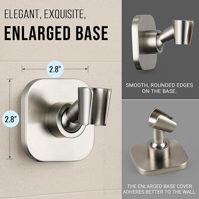 G-Promise All Metal Handheld Shower Head Holder, Adjustable Wall Mount Shower Wand Bracket, Strong Adhesive Disc Mount or Drill Installation (Brushed Nickel) - ModernBath
