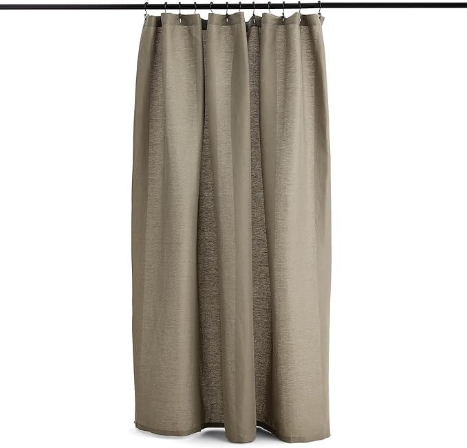 Preston Lane Stonebridge Linen Cotton Shower Curtain, 72" x 72" – 67% Linen 33% Cotton Blend, Fabric Bathroom Curtain with Reinforced Holes with Stitching, Made in Portugal, Eucalyptus - ModernBath